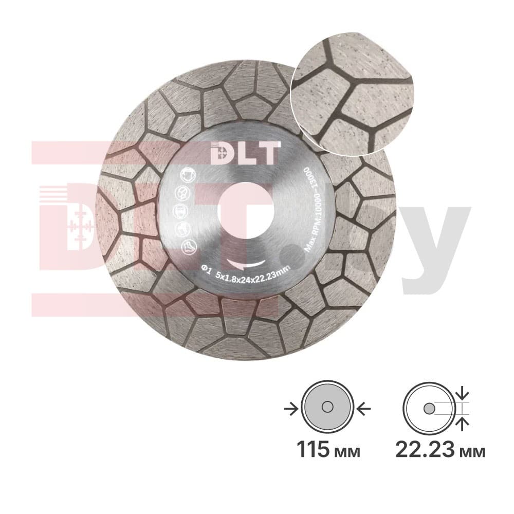 Алмазный диск для резки и заусовки плитки под 45° DLT №35 (SUPERPRO), 115мм, арт.5327