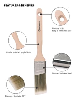 Кисть Rollingdog W1000 38мм, угловой срез, синтетика, серия Professional, арт.10192 - фото 3
