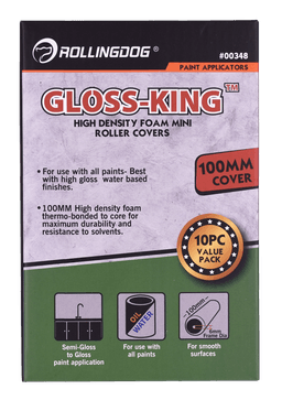 Набор валиков Rollingdog GLOSS-KING 100мм, 10шт, для бюгеля 6мм, поролон, арт.00348 - фото 9