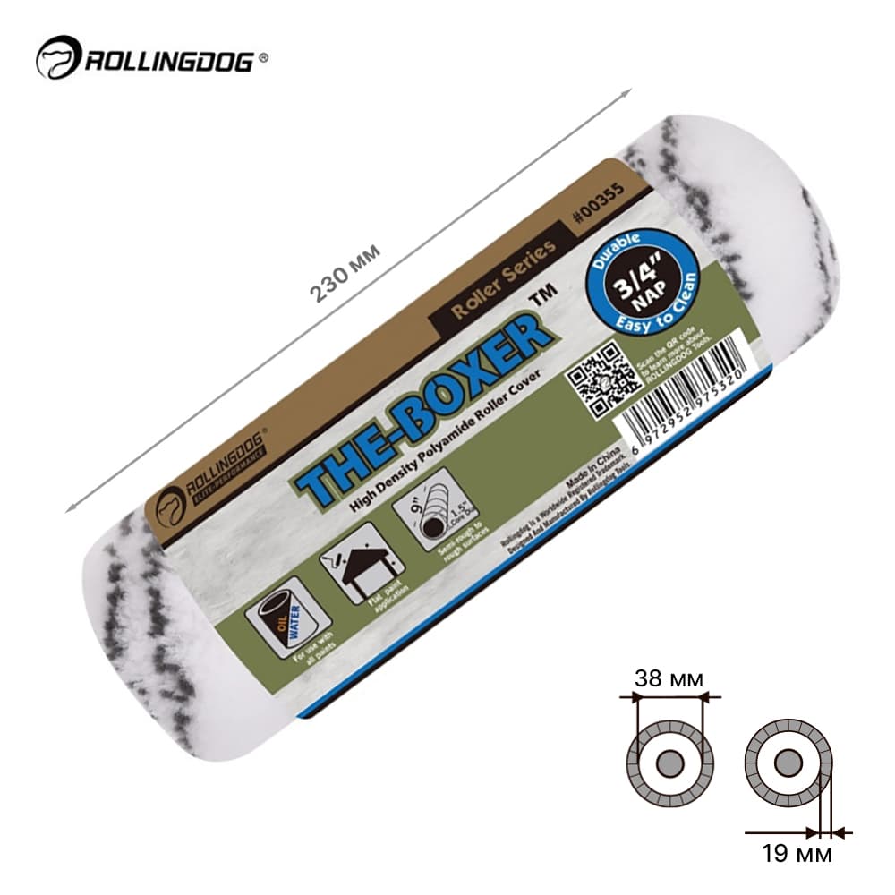ΠΠ°Π»ΠΈΠΊ Rollingdog THE-BOXER 230ΠΌΠΌ, Π²ΠΎΡΡ 19ΠΌΠΌ, Π΄Π»Ρ ΠΊΠ°ΡΠΊΠ°ΡΠ° 38ΠΌΠΌ, ΠΏΠΎΠ»ΠΈΠ°ΠΌΠΈΠ΄, Π°ΡΡ.00355