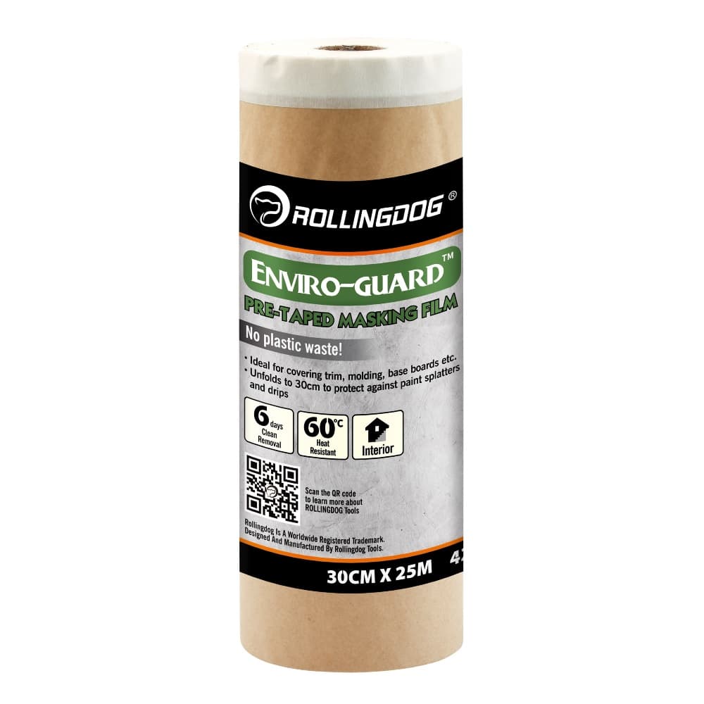 Укрывная бумага на малярной ленте Rollingdog ENVIRO-GUARD 42 г/м², 30см х 25м, арт.81418 - фото 5